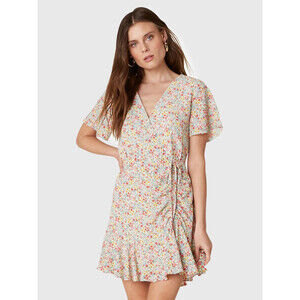 BB Dakota Women's Flower On Floral Dress side ruched Size 6